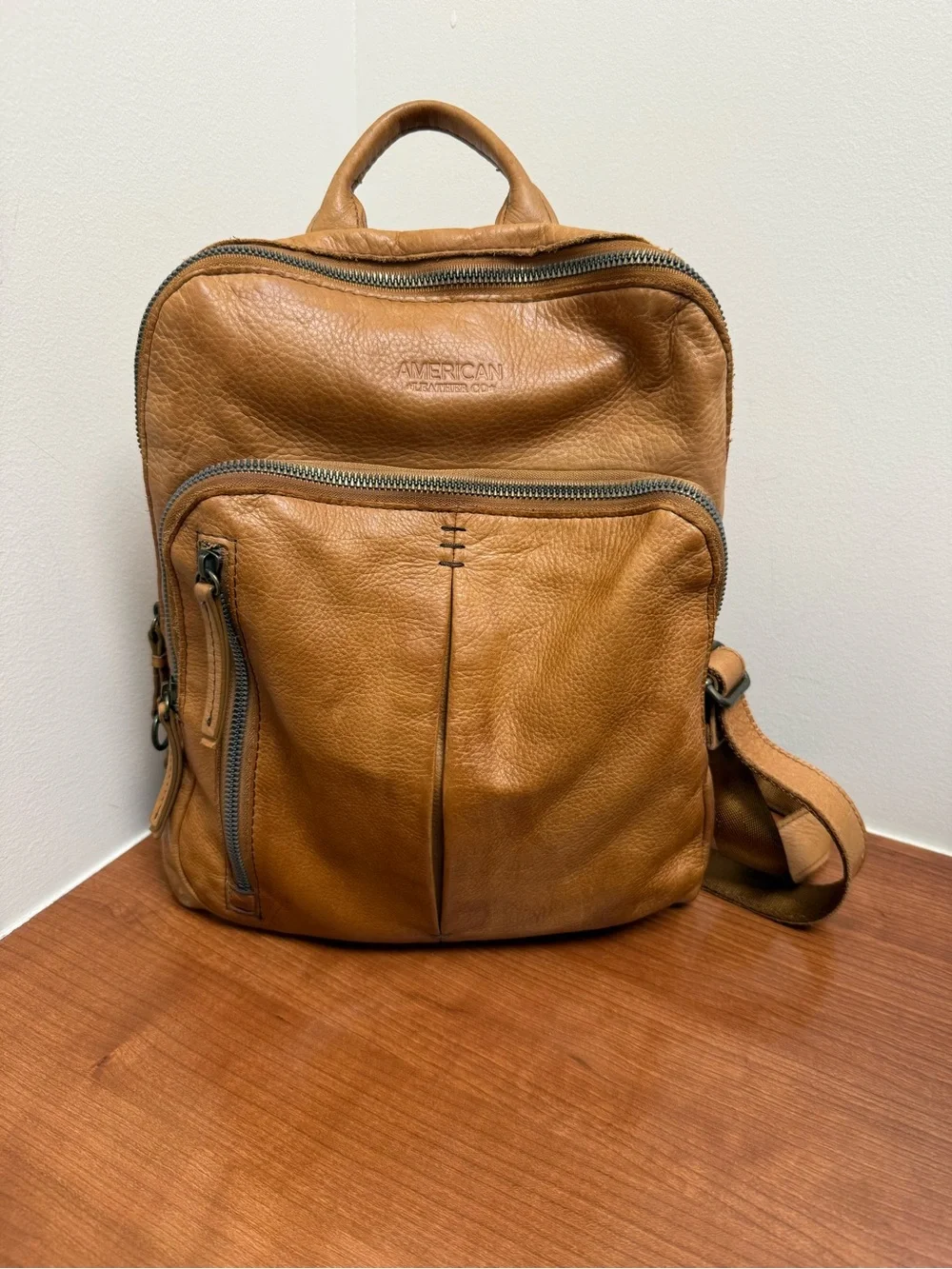 American Leather Co. Cleveland Midsized Backpack Brown Tan Leather